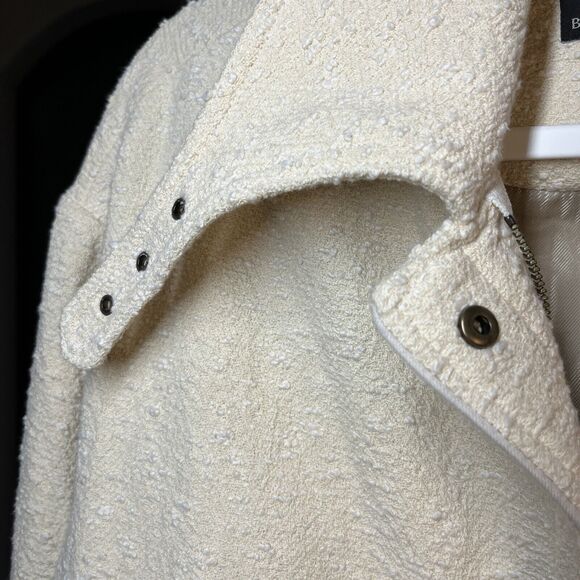 Banana Republic Womens Boucle Tweed Moto Jacket Balmacaan NWT Cream Ivory XS - Picture 4 of 14